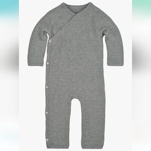 Burt's Bees Baby Organic One-piece Long Sleeve Coverall, Heather Gray, 3-6 M